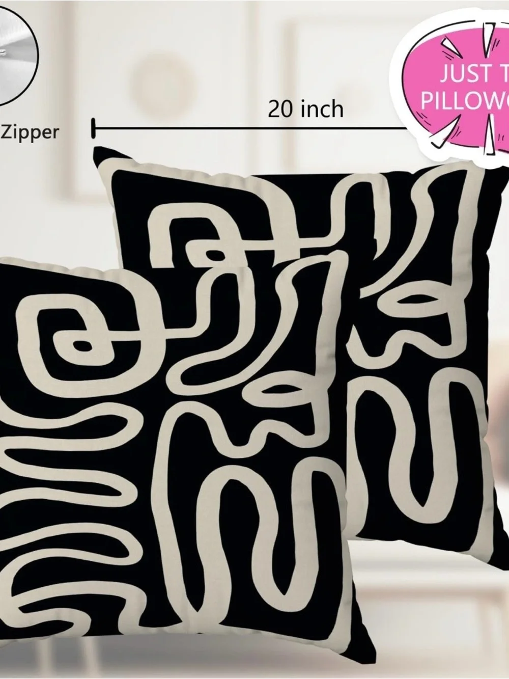 Abstract Black & Cream Decorative Throw Pillow Covers - 2